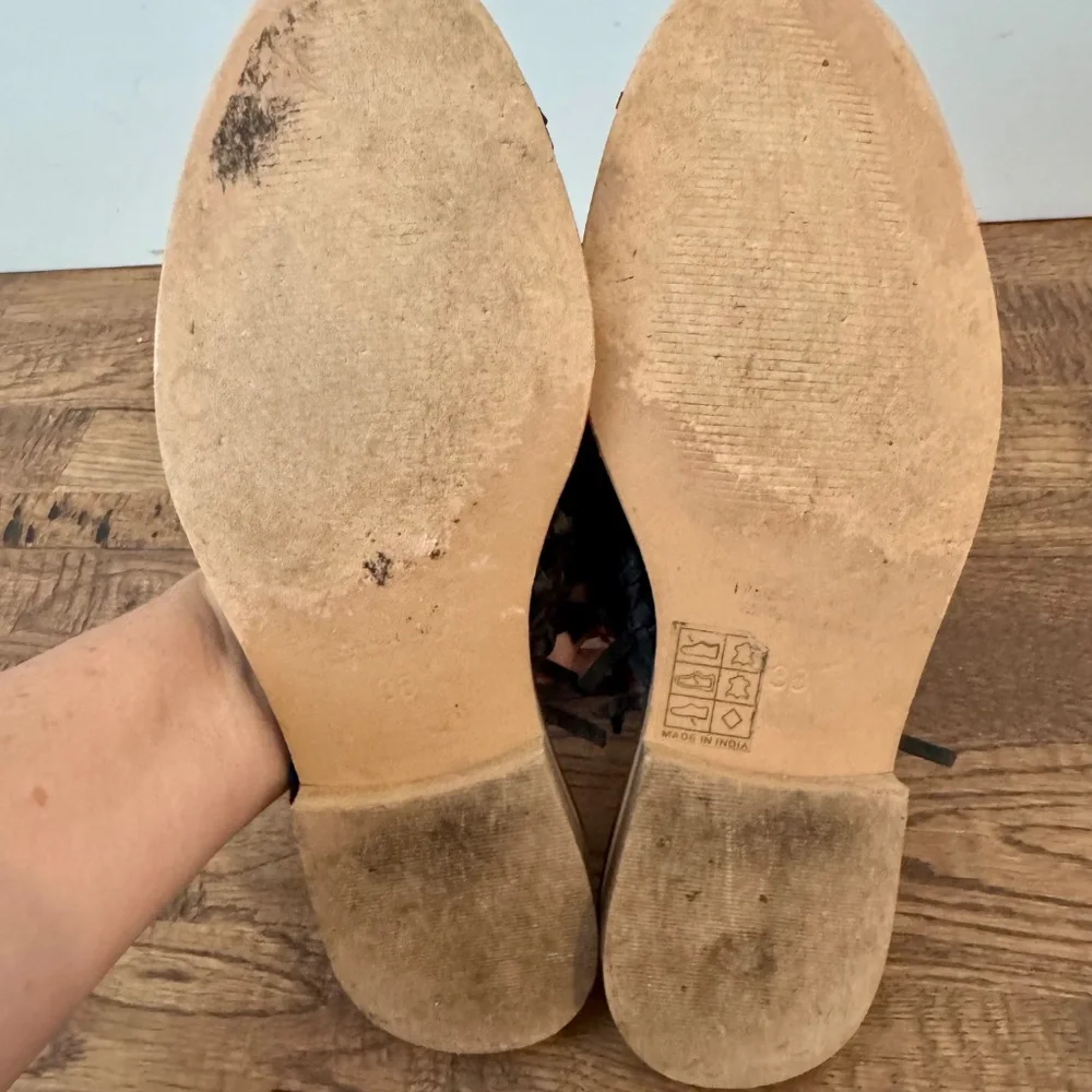 Free People Mirage Woven Mule Fringe Black‎ Women's Size 8 38 S